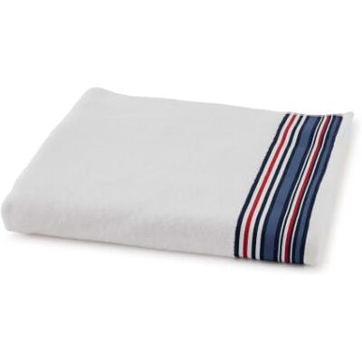 Tommy Hilfiger Badetuch, White (Weiß), Frottee, 480 g/m², 100% Baumwolle, gestreifter Webrand, leicht und saugfähig, 100 x 150 cm Tommy Hilfiger Badetuch, White (Weiß), Frottee, 480 g/m², 100% Baumwolle, gestreifter Webrand, leicht und saugfähig, 100 x 150 cm