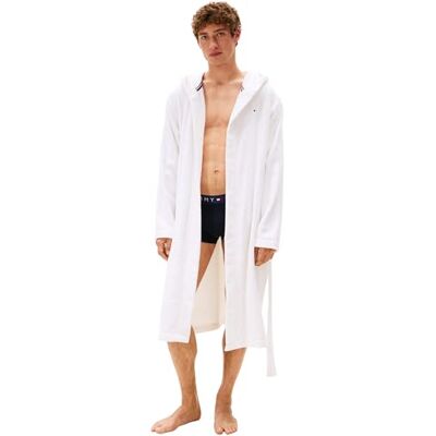 Tommy Hilfiger Herren Bademantel Towelling mit Kapuze, Weiß (Th Optic White), M Tommy Hilfiger Herren Bademantel Towelling mit Kapuze, Weiß (Th Optic White), M