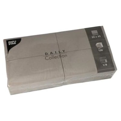 PAPSTAR 150 Servietten 'Daily Collection' 1/8-Falz 32 cm x 32 cm grau PAPSTAR 150 Servietten 'Daily Collection' 1/8-Falz 32 cm x 32 cm grau