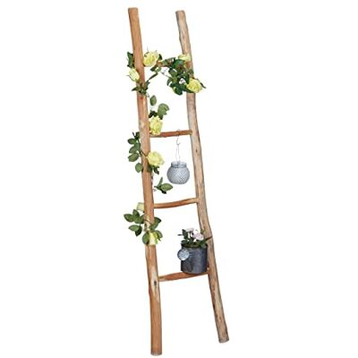 Relaxdays Dekoleiter, 150 cm hoch, Holzleiter Garten, 4 Sprossen, Kastanie, Handarbeit, Handtuch- & Kleiderleiter, Natur Relaxdays Dekoleiter, 150 cm hoch, Holzleiter Garten, 4 Sprossen, Kastanie, Handarbeit, Handtuch- & Kleiderleiter, Natur
