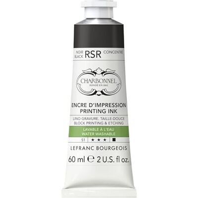 Lefranc Bourgeois 301511 Charbonnel, wasserabwaschbare Kupferdruckfarbe mit ausgezeichnete Lichtechtheit, Vegan, 100% Lösemittelfrei 60ml Tube Schwarz RSR Lefranc Bourgeois 301511 Charbonnel, wasserabwaschbare Kupferdruckfarbe mit ausgezeichnete Lichtechtheit, Vegan, 100% Lösemittelfrei 60ml Tube Schwarz RSR