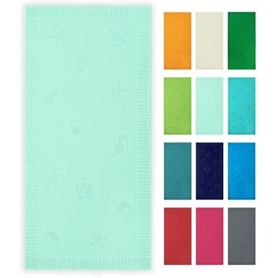 ZOLLNER Strandtuch hautfreundliches und saugstarkes Handtuch in 100x200 cm waschbar bis 60°C Baumwolle in Mint eingewebte Meerestiermotive Oeko Tex® Zertifiziert ZOLLNER Strandtuch hautfreundliches und saugstarkes Handtuch in 100x200 cm waschbar bis 60°C Baumwolle in Mint eingewebte Meerestiermotive Oeko Tex® Zertifiziert
