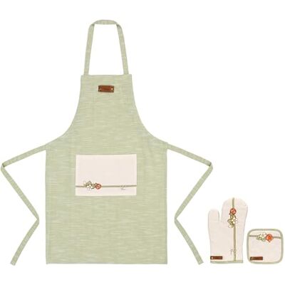 THUN Set Topflappen, Handschuh, Schürze mit Box, 100% Baumwolle, Füllung 100% Polyester, Futter aus TNT, Kollektion Country Bloom, 19,5 x 19,5 cm THUN Set Topflappen, Handschuh, Schürze mit Box, 100% Baumwolle, Füllung 100% Polyester, Futter aus TNT, Kollektion Country Bloom, 19,5 x 19,5 cm