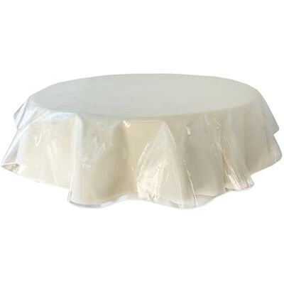 Benson Mills Strapazierfähiger, transparenter Kunststoff, 100% wasserdicht, Vinyl-Tischdecke, öldicht, abwischbar, Tischdecke für Esstische, Partys und Schulprojekte (177,8 cm, rund) Benson Mills Strapazierfähiger, transparenter Kunststoff, 100% wasserdicht, Vinyl-Tischdecke, öldicht, abwischbar, Tischdecke für Esstische, Partys und Schulprojekte (177,8 cm, rund)