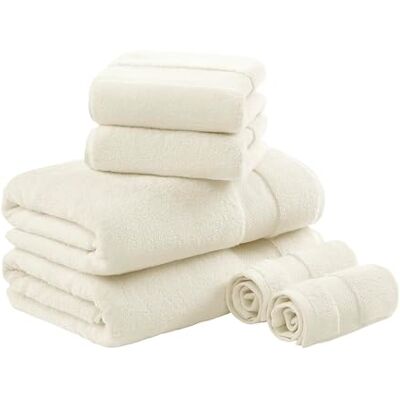 Madison Park SIGNATURE 100% Baumwolle, luxuriös, dick, weich Türkisches Badetuch, 600 g/m, Natur, 6-Piece Towel Set, 6 Madison Park SIGNATURE 100% Baumwolle, luxuriös, dick, weich Türkisches Badetuch, 600 g/m, Natur, 6-Piece Towel Set, 6