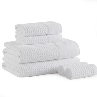 Madison Park Spa Waffelmuster Jacquard 600 g/m² 100% Baumwolle gekämmt Velours Ultra weich saugfähig schnell trocknend Hotel Bad Handwäsche Waschlappen Verschiedene Größen weiß 6-teilig Madison Park Spa Waffelmuster Jacquard 600 g/m² 100% Baumwolle gekämmt Velours Ultra weich saugfähig schnell trocknend Hotel Bad Handwäsche Waschlappen Verschiedene Größen weiß 6-teilig