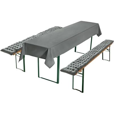 REDBEST Bierbank-Auflagen und Tischdecke 3-teilig grau Größe 90x260 cm strapazierstark und langlebig, bequemer Sitzkomfort, mit elastischen Bändern REDBEST Bierbank-Auflagen und Tischdecke 3-teilig grau Größe 90x260 cm strapazierstark und langlebig, bequemer Sitzkomfort, mit elastischen Bändern