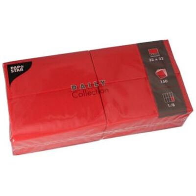 PAPSTAR 150 Servietten 'Daily Collection' 1/8-Falz 32 cm x 32 cm rot PAPSTAR 150 Servietten 'Daily Collection' 1/8-Falz 32 cm x 32 cm rot