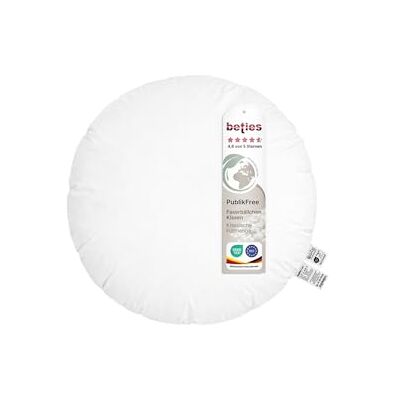 beties PublikFree Rundkissen Ø 50 cm – 320 g Faserbällchen – tierfreies Premium Innenkissen & Kissenfüllung – Baumwoll Inlett waschbar – Sofakissen rund – weich & bauschig beties PublikFree Rundkissen Ø 50 cm – 320 g Faserbällchen – tierfreies Premium Innenkissen & Kissenfüllung – Baumwoll Inlett waschbar – Sofakissen rund – weich & bauschig