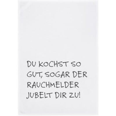 Unbekannt Geschirrtuch weiss, DU KOCHST SO GUT, SOGAR DER RAUCHMELDER JUBELT DIR ZU!, grau Unbekannt Geschirrtuch weiss, DU KOCHST SO GUT, SOGAR DER RAUCHMELDER JUBELT DIR ZU!, grau