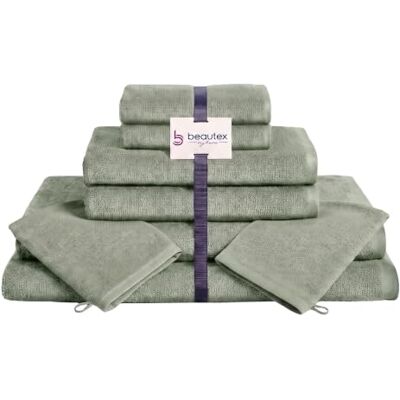 BEAUTEX Handtuch Set 2 Waschlappen, Gäste-, Hand- & Badetücher Eisberg-grün Komplettset aus 100 % europäischer Baumwolle in 550 g/m², Oeko-Tex zertifiziert, weich und saugstark. BEAUTEX Handtuch Set 2 Waschlappen, Gäste-, Hand- & Badetücher Eisberg-grün Komplettset aus 100 % europäischer Baumwolle in 550 g/m², Oeko-Tex zertifiziert, weich und saugstark.
