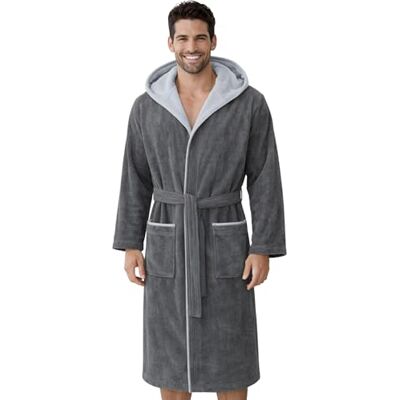 Morgenstern Bademantel Herren Frottee Baumwolle Kapuze Lang Finn Weich, saugstark, atmungsaktiv, Taschen und Bindegürtel – geprüft auf Schadstoffe, ideal für Sauna, Baden, Sport, Zuhause Morgenstern Bademantel Herren Frottee Baumwolle Kapuze Lang Finn Weich, saugstark, atmungsaktiv, Taschen und Bindegürtel – geprüft auf Schadstoffe, ideal für Sauna, Baden, Sport, Zuhause