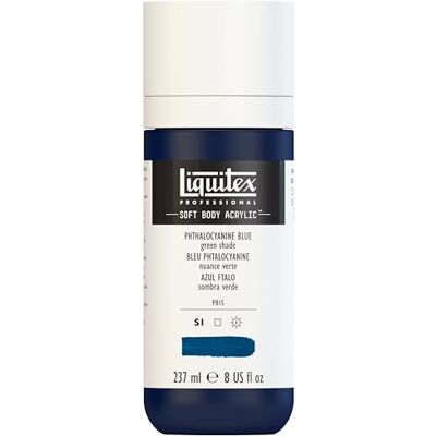 Liquitex 1923316 Professional Acrylfarbe Soft Body Künstlerfarbe in cremiger deckender Konsistenz, hohe Pigmentierung, lichtecht & alterungsbeständig, 237ml Flasche Phthaloblau (Grünton) Liquitex 1923316 Professional Acrylfarbe Soft Body Künstlerfarbe in cremiger deckender Konsistenz, hohe Pigmentierung, lichtecht & alterungsbeständig, 237ml Flasche Phthaloblau (Grünton)
