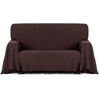ECOMMERC3 Mehrzweck-Überwurf aus Jacquard-Stoff mit Fransen, Größe 230 x 260 cm, ideal für Sofa und Bett, atmungsaktiv und weich, Braun ECOMMERC3 Mehrzweck-Überwurf aus Jacquard-Stoff mit Fransen, Größe 230 x 260 cm, ideal für Sofa und Bett, atmungsaktiv und weich, Braun