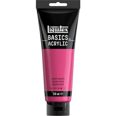 Liquitex 88700238 Basics Acrylfarbe, monopigmentierte Künstlerpigmente, lichtecht, mittlere Viskosität, Archivqualität, seidenglänzender Finish, 250ml Tube Mittelmagenta Liquitex 88700238 Basics Acrylfarbe, monopigmentierte Künstlerpigmente, lichtecht, mittlere Viskosität, Archivqualität, seidenglänzender Finish, 250ml Tube Mittelmagenta