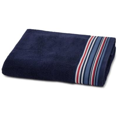 Tommy Hilfiger Duschtuch, Navy (Marineblau), Frottee, 480 g/m², 100% Baumwolle, gestreifter Webrand, leicht und saugfähig, 70 x 140 cm Tommy Hilfiger Duschtuch, Navy (Marineblau), Frottee, 480 g/m², 100% Baumwolle, gestreifter Webrand, leicht und saugfähig, 70 x 140 cm