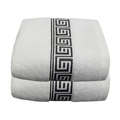 Julie Julsen 2er Pack Saunatücher Reine Baumwolle Qualität 600 GSM Saunatuch Strandtuch Weiß-Schwarz 80 x 200 cm Julie Julsen 2er Pack Saunatücher Reine Baumwolle Qualität 600 GSM Saunatuch Strandtuch Weiß-Schwarz 80 x 200 cm