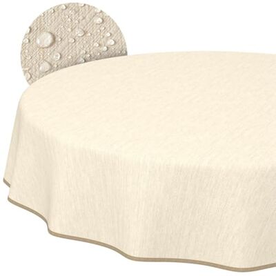 ANRO Tischdecke abwaschbar Wachstuch Wachstuchtischdecke Gartentischdecke Leinen-Optik Pflegeleicht Wasserabweisend 140cm (Rund) Creme mit Saum ANRO Tischdecke abwaschbar Wachstuch Wachstuchtischdecke Gartentischdecke Leinen-Optik Pflegeleicht Wasserabweisend 140cm (Rund) Creme mit Saum