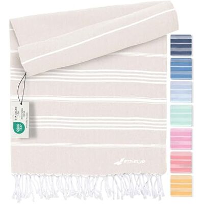Fit-Flip Hamamtuch aus 100% Baumwolle saugfähig und schnelltrocknend Sand, 100x200cm Sultan, türkisches Saunatuch, Strandtuch, Duschtuch, Badetuch, Yogatuch Fit-Flip Hamamtuch aus 100% Baumwolle saugfähig und schnelltrocknend Sand, 100x200cm Sultan, türkisches Saunatuch, Strandtuch, Duschtuch, Badetuch, Yogatuch