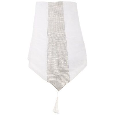 Emma Barclay Tischläufer mit Quasten, 33 x 182,9 cm, Weiß Emma Barclay Tischläufer mit Quasten, 33 x 182,9 cm, Weiß