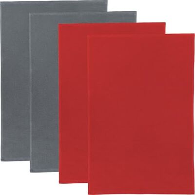 Erwin Müller Frottier-Geschirrtuch 2-farbig 4er-Pack Baumwolle grau/rot Größe 50x70 cm Erwin Müller Frottier-Geschirrtuch 2-farbig 4er-Pack Baumwolle grau/rot Größe 50x70 cm