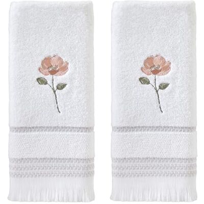 SKL Home by Saturday Knight Ltd by Saturday Knight Misty Floral Handtuch-Set, Weiß, 2 Stück SKL Home by Saturday Knight Ltd by Saturday Knight Misty Floral Handtuch-Set, Weiß, 2 Stück
