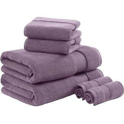 Madison Park Signature Türkisches Handtuch-Set, 100% Baumwolle, 600 g/m², luxuriöses Premium-Gewicht, weiches Abosorbent, Hotel, Badezimmer, Dusche, Handwaschlappen, Verschiedene Größen, Lila, 6 Madison Park Signature Türkisches Handtuch-Set, 100% Baumwolle, 600 g/m², luxuriöses Premium-Gewicht, weiches Abosorbent, Hotel, Badezimmer, Dusche, Handwaschlappen, Verschiedene Größen, Lila, 6