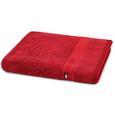 Tommy Hilfiger Duschtuch, Red (Rot), Frottee, 520 g/m², 100% gekämmte Baumwolle, Jacquardborte und Stickerei, weich und saugfähig, 70 x 140 cm Tommy Hilfiger Duschtuch, Red (Rot), Frottee, 520 g/m², 100% gekämmte Baumwolle, Jacquardborte und Stickerei, weich und saugfähig, 70 x 140 cm