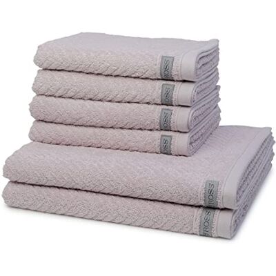 Ross 6 teiliges Frottier-Set Smart (4 X Handtuch 2 X Duschtuch im Set) 520 g/m2 Baumwolle Frottee saugstark weich und flauschig Stein Ross 6 teiliges Frottier-Set Smart (4 X Handtuch 2 X Duschtuch im Set) 520 g/m2 Baumwolle Frottee saugstark weich und flauschig Stein