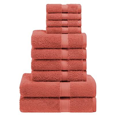 Superior 10-teiliges Handtuch-Set, ägyptische Baumwolle, Waschlappen 33 x 33 cm, Handtücher 50,8 x 76,2 cm, Badetücher 76,2 x 139,7 cm, Koralle Superior 10-teiliges Handtuch-Set, ägyptische Baumwolle, Waschlappen 33 x 33 cm, Handtücher 50,8 x 76,2 cm, Badetücher 76,2 x 139,7 cm, Koralle