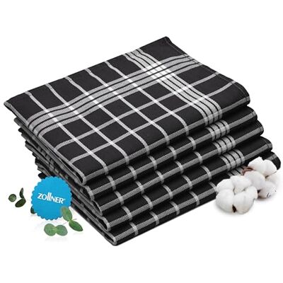 ZOLLNER 5er Set Geschirrtücher, 50x70 cm, 100% Baumwolle, schwarz weiß kariert ZOLLNER 5er Set Geschirrtücher, 50x70 cm, 100% Baumwolle, schwarz weiß kariert