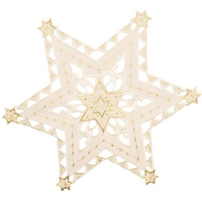 matches21 HOME & HOBBY Tischdeckchen Selina 30 cm Ecru Lochstickerei Silber Stern-Form Mitteldecke Weihnachten Polyester matches21 HOME & HOBBY Tischdeckchen Selina 30 cm Ecru Lochstickerei Silber Stern-Form Mitteldecke Weihnachten Polyester