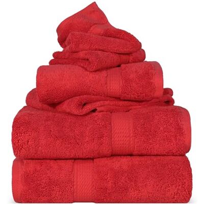 Superior 900 Madison TS Handtuch-Set - Baumwolle - Rot - 6 Stück Superior 900 Madison TS Handtuch-Set - Baumwolle - Rot - 6 Stück