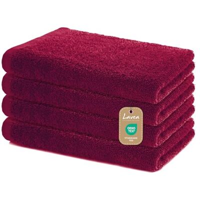 Lavea ® Sydney 4er Handtücher Set 40x70 cm Bordeaux 100% Baumwolle – Weiche Frottee Handtücher, saugstarkes Handtuch Set für Bad, OEKO-TEX® Standard 100 Lavea ® Sydney 4er Handtücher Set 40x70 cm Bordeaux 100% Baumwolle – Weiche Frottee Handtücher, saugstarkes Handtuch Set für Bad, OEKO-TEX® Standard 100