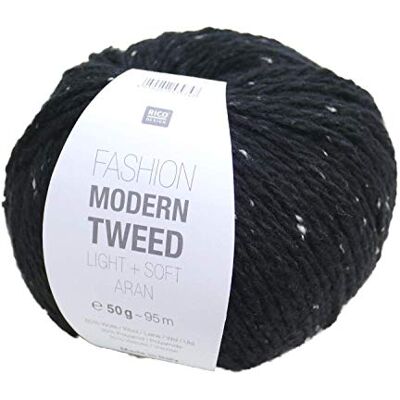 Rico Design Rico Fashion Modern Tweed Light & Soft Aran 010 Schwarz, leichte, weiche Tweedwolle zum Stricken und Häkeln Rico Design Rico Fashion Modern Tweed Light & Soft Aran 010 Schwarz, leichte, weiche Tweedwolle zum Stricken und Häkeln