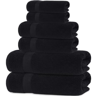 All Design Towels All Design Quick-Dry, weich, sehr saugfähig, 100% Baumwolle, Handtücher für Badezimmer, Gäste, Pool, Fitnessstudio, Camping, Reisen, College, Cappadocia-Kollektion (6-teiliges Handtuch-Set, schwarz) All Design Towels All Design Quick-Dry, weich, sehr saugfähig, 100% Baumwolle, Handtücher für Badezimmer, Gäste, Pool, Fitnessstudio, Camping, Reisen, College, Cappadocia-Kollektion (6-teiliges Handtuch-Set, schwarz)
