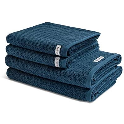 Ross 4 teiliges Frottier-Set Selection (2 X Handtuch 2 X Duschtuch im Set) 540 g/m2 Baumwolle Frottee saugstark weich und flauschig Nachtblau Ross 4 teiliges Frottier-Set Selection (2 X Handtuch 2 X Duschtuch im Set) 540 g/m2 Baumwolle Frottee saugstark weich und flauschig Nachtblau