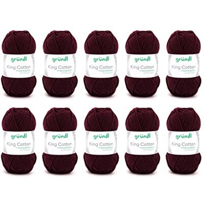 Gründl Wolle King Cotton Baumwolle 10 Knäuel 50 g, burgundy Gründl Wolle King Cotton Baumwolle 10 Knäuel 50 g, burgundy