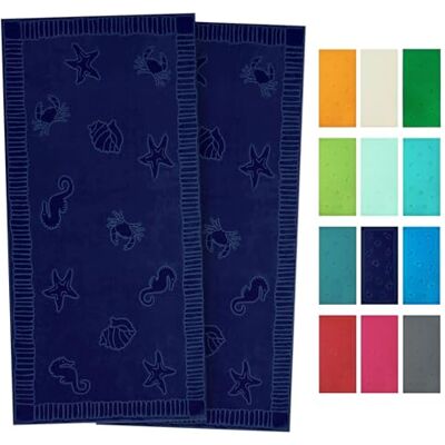 ZOLLNER Strandtuch hautfreundliches und saugstarkes Handtuch in 100x200 cm waschbar bis 60°C Baumwolle in blau eingewebte Meerestiermotive Oeko Tex® Zertifiziert ZOLLNER Strandtuch hautfreundliches und saugstarkes Handtuch in 100x200 cm waschbar bis 60°C Baumwolle in blau eingewebte Meerestiermotive Oeko Tex® Zertifiziert