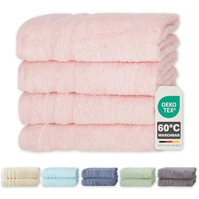 Müskaan ® 4er Bambus Handtuch Set Rosé, 50% Baumwolle & 50% Bambus, 50x100cm, 450g/m² – Öko-Tex, Frottee Handtücher Set Baumwolle, Baumwoll Handtuchset Blau für Bad, 60°C waschbar, Frotteetücher Müskaan ® 4er Bambus Handtuch Set Rosé, 50% Baumwolle & 50% Bambus, 50x100cm, 450g/m² – Öko-Tex, Frottee Handtücher Set Baumwolle, Baumwoll Handtuchset Blau für Bad, 60°C waschbar, Frotteetücher