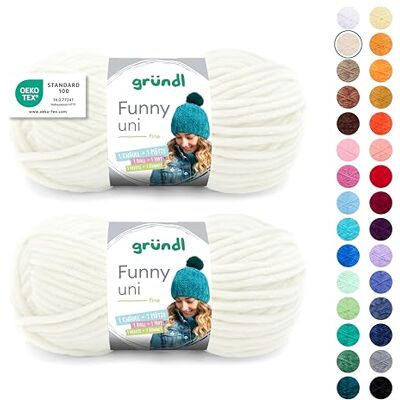 Gründl Wolle Funny uni Chenille Wolle 2 Knäuel 100 g, Creme Gründl Wolle Funny uni Chenille Wolle 2 Knäuel 100 g, Creme