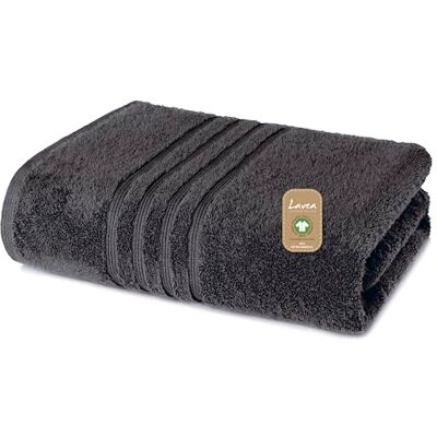 Lavea ® Badetuch 100x150 cm – Anthrazit 100% Baumwolle – Großes Duschtuch, saugstark, weich und hautfreundlich, Frottierserie Bali, waschbar und strapazierfähig Lavea ® Badetuch 100x150 cm – Anthrazit 100% Baumwolle – Großes Duschtuch, saugstark, weich und hautfreundlich, Frottierserie Bali, waschbar und strapazierfähig