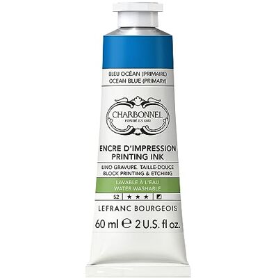 Lefranc Bourgeois 301496 Charbonnel, wasserabwaschbare Kupferdruckfarbe mit ausgezeichnete Lichtechtheit, Vegan, 100% Lösemittelfrei 60ml Tube Ozeanblau (Primär) Lefranc Bourgeois 301496 Charbonnel, wasserabwaschbare Kupferdruckfarbe mit ausgezeichnete Lichtechtheit, Vegan, 100% Lösemittelfrei 60ml Tube Ozeanblau (Primär)