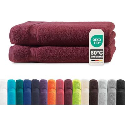 Müskaan ® 2er Handtuch Set Bordeaux, 100% Baumwolle, 70x140cm, 500g/m² – Öko-Tex, Frottee Handtücher Set Baumwolle, Duschtücher 70x140cm, Handtuchset Rot für Bad, 60°C waschbar, Frotteetücher Müskaan ® 2er Handtuch Set Bordeaux, 100% Baumwolle, 70x140cm, 500g/m² – Öko-Tex, Frottee Handtücher Set Baumwolle, Duschtücher 70x140cm, Handtuchset Rot für Bad, 60°C waschbar, Frotteetücher