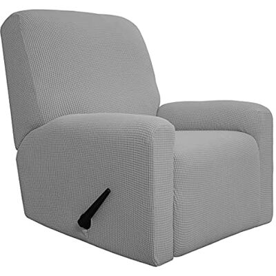 Easy-Going Sofabezug für Liegestuhl, dehnbar, 4-teilig, Möbelschutz, Couch weich mit elastischer Unterseite, Spandex-Jacquard-Stoff, kleine Karos (Liege, hellgrau) Easy-Going Sofabezug für Liegestuhl, dehnbar, 4-teilig, Möbelschutz, Couch weich mit elastischer Unterseite, Spandex-Jacquard-Stoff, kleine Karos (Liege, hellgrau)