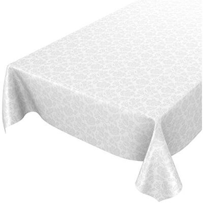 ANRO Wachstuchtischdecke Wachstuch abwaschbar Tischdecke Blumen Einfarbig Uni Weiß Reliefdruck Damast 100x140cm eingefasst ANRO Wachstuchtischdecke Wachstuch abwaschbar Tischdecke Blumen Einfarbig Uni Weiß Reliefdruck Damast 100x140cm eingefasst