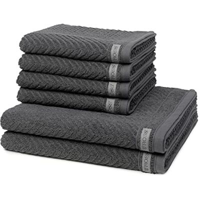 Ross 6 teiliges Frottier-Set Smart (4 X Handtuch 2 X Duschtuch im Set) 520 g/m2 Baumwolle Frottee saugstark weich und flauschig Schiefer Ross 6 teiliges Frottier-Set Smart (4 X Handtuch 2 X Duschtuch im Set) 520 g/m2 Baumwolle Frottee saugstark weich und flauschig Schiefer