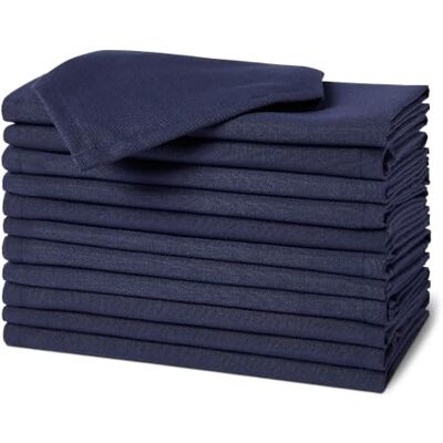 Amazon Wiederverwendbare schmutzabweisende und knitterfreie Stoffservietten, 12er-Pack, 43 x 43 cm, Blau Amazon Wiederverwendbare schmutzabweisende und knitterfreie Stoffservietten, 12er-Pack, 43 x 43 cm, Blau