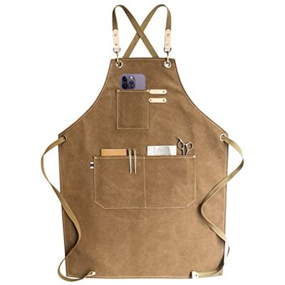 carrotez Kochschürze, Wassertropfenresistent, Baumwoll-Leinen, Kreuzrücken, verstellbare Schürze, M-XXL carrotez Kochschürze, Wassertropfenresistent, Baumwoll-Leinen, Kreuzrücken, verstellbare Schürze, M-XXL