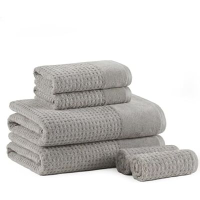 Madison Park 6-teiliges Set aus 100% Baumwolle für Badezimmer, 2 Badetücher, 2 Waschlappen, luxuriöser Jacquard-Waffelkamm, strukturiertes Design, 6 Stück, grau Madison Park 6-teiliges Set aus 100% Baumwolle für Badezimmer, 2 Badetücher, 2 Waschlappen, luxuriöser Jacquard-Waffelkamm, strukturiertes Design, 6 Stück, grau